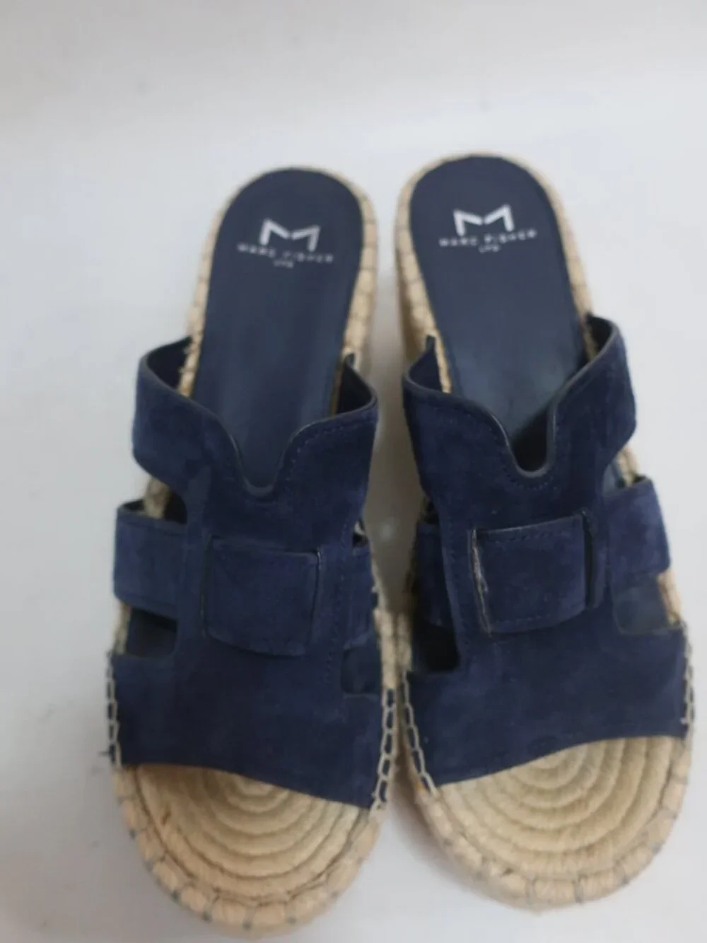 Womens Marc Fisher Robbyn Navy Suede Platform Wedge Strappy Espadrille Heels 8.5